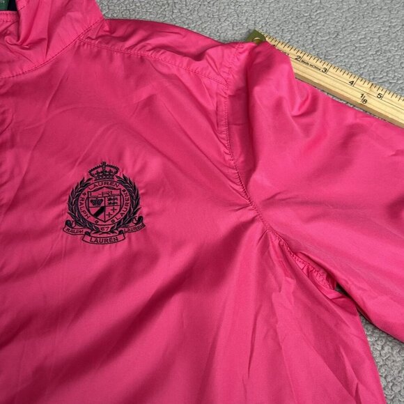 Lauren Ralph Lauren Jacket Womens Large Pink Crest Windbreaker Sporty Activewear - Picture 13 of 16
